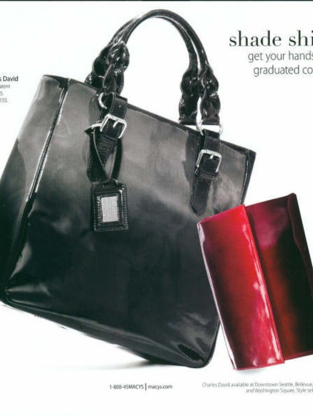 Charles David Patent Leather Tote Bag Y2K
